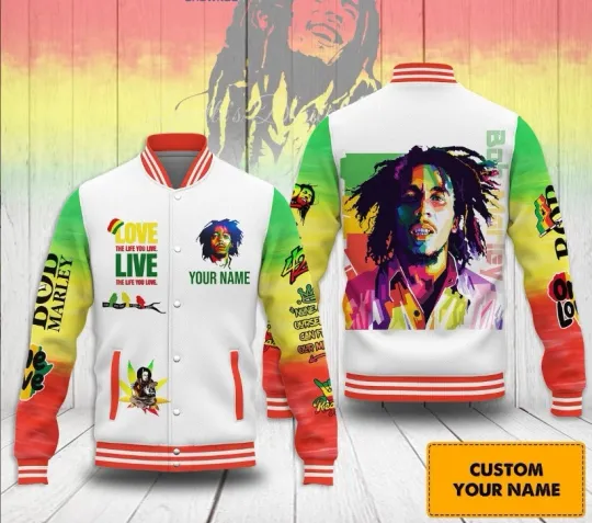 Bob Marley Love The Life Personalized Baseball Jacket
