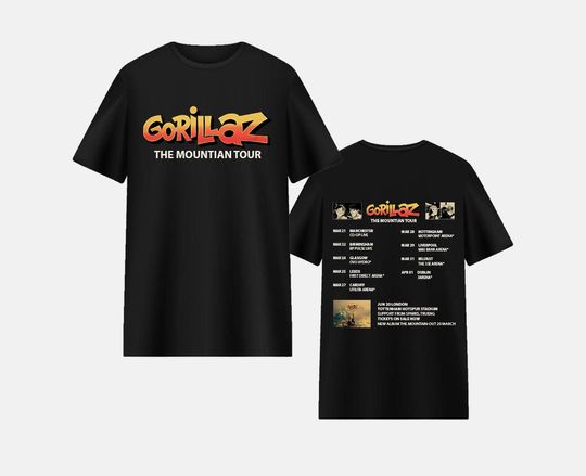 Discover Gorillaz The Mountian Tour Shirt Hoodie - Gorillaz 2D, Murdoc Noodle Russel Shirt - Gorillaz Band Tour - Gorillaz New Album The Mountian Tee