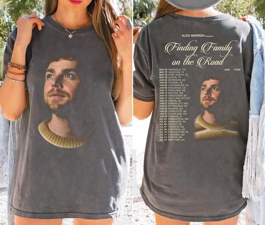 Discover Comfort Colors Alex Warren Tour 2025 Vintage 2 Sided T-Shirt, Gift for Alex Warren Fans Sweatshirt, Finding Family on the Road Tour Shirt