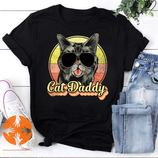 Discover Funny Cat Lover Gift T-Shirt for Men, Cat Dad Ever, Father's Day Vintage Tee