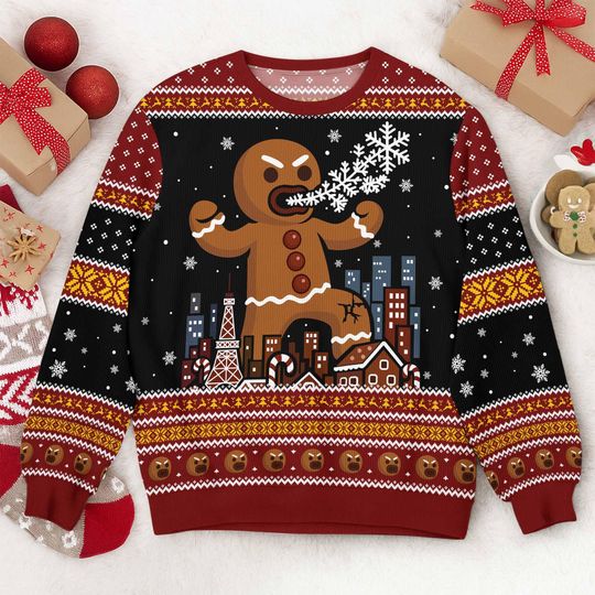 Discover Funny Gingerbread Monster Ugly Christmas Sweater, Holiday Party Outfit