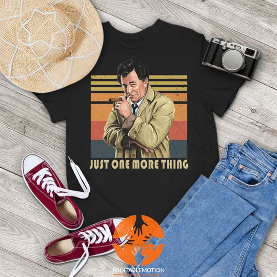 Discover Columbo Just One More Thing Detective Movie Vintage T-Shirt, Detective Badge Graphic Tee, Columbo Style Shirt, Gift for Fans