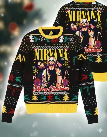 Discover Merry Christmas Nirvana Band In Utero Gift Xmas Ugly Sweater