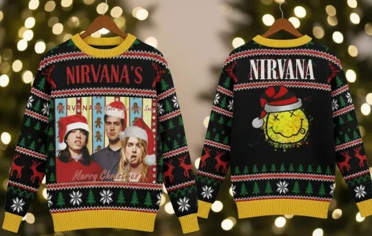 Christmas Nirvana Rock Band Gift For Friends Ugly Sweater