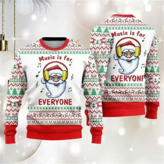 Discover Funny Music Lover Santa Ugly Christmas Sweater Holiday Party