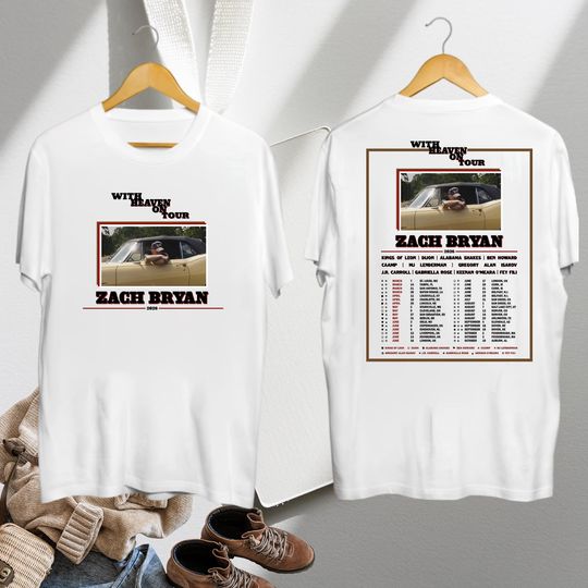 Discover Zach Bryan With Heaven On Tour 2026 Shirt, Zach Bryan Shirt, Zach Bryan Country Music, Zach Bryan Fan Gift, Zach Bryan Merch, Zach Bryan Tee