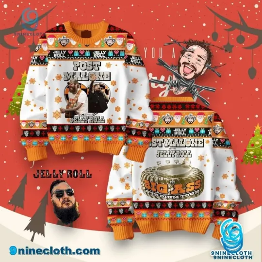 Discover Post Malonemas  With Jelly Roll The Big As Stadium Tour Ugly Christmas Sweater