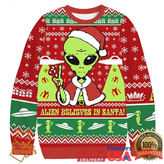 Funny Alien Christmas Ugly Sweatshirt