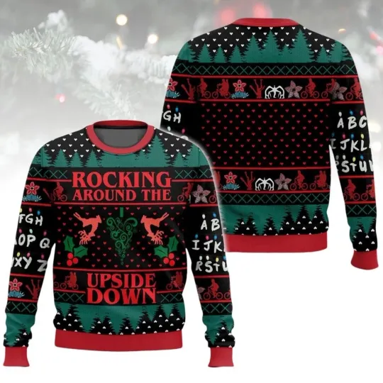 Discover Rocking Around The Upside Down Christmas Ugly Sweater, Upside Down Sweater