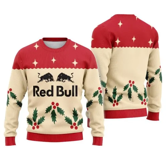 Discover Red Bull Christmas Ugly Sweater 2025 Cherry Cozy Festive Holiday Jumper