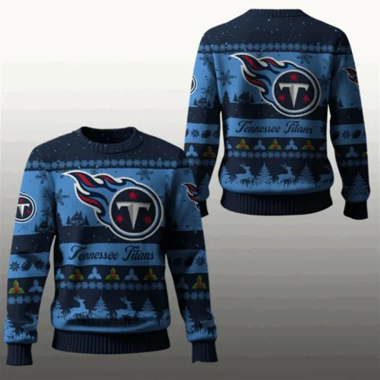 Discover 2025 Christmas Titans Festive Reindeer Tree Ugly Sweater