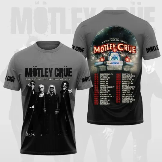 Discover Motley Crue The Return Of The Carnival Of Sins 3D T-Shirt Tour 2026