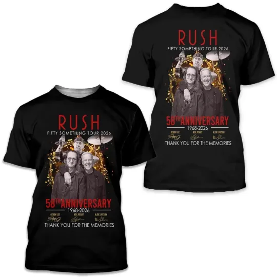 Discover Rush Fifty Something Tour 2026 58th Annivasary 3D T-Shirt