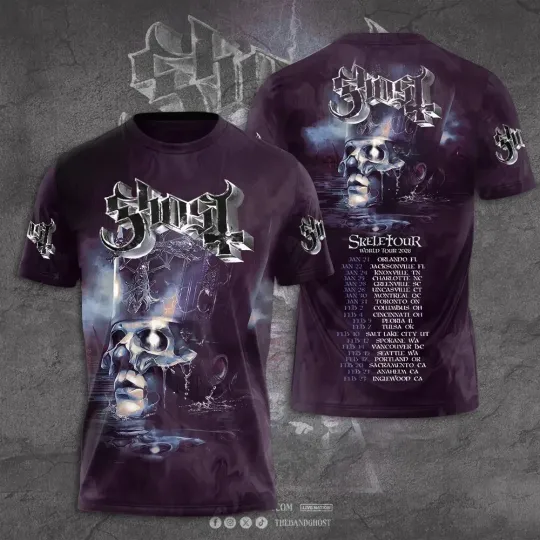 Ghost Band Skeletour World Tour 2026 3D T-Shirt