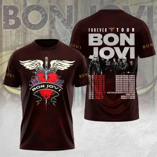 Discover Bon Jovi Forever Tour 2026 3D T-Shirt Unisex