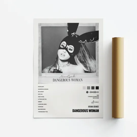 Ariana Dangerous Woman Album Art Poster Vertical Print Music Tracklist