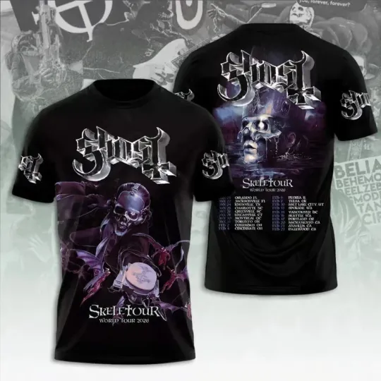Ghost Band Skeletour World Tour 2026 3D T-Shirt