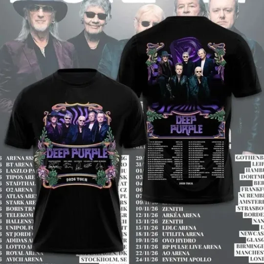 Discover Deep Purple World Tour 2026 3D T-Shirt Gift For Fans