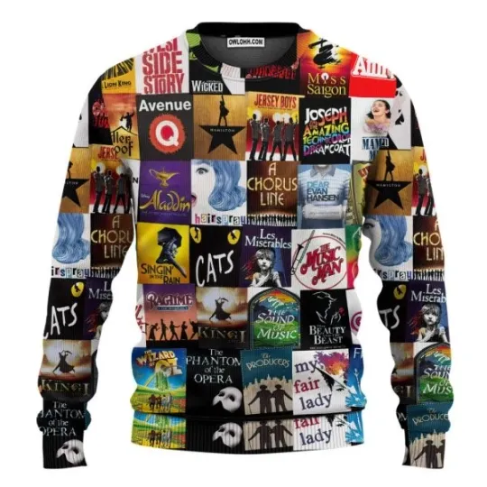 Discover Broadway Musical Theater Sweater Ugly Christmas Sweater