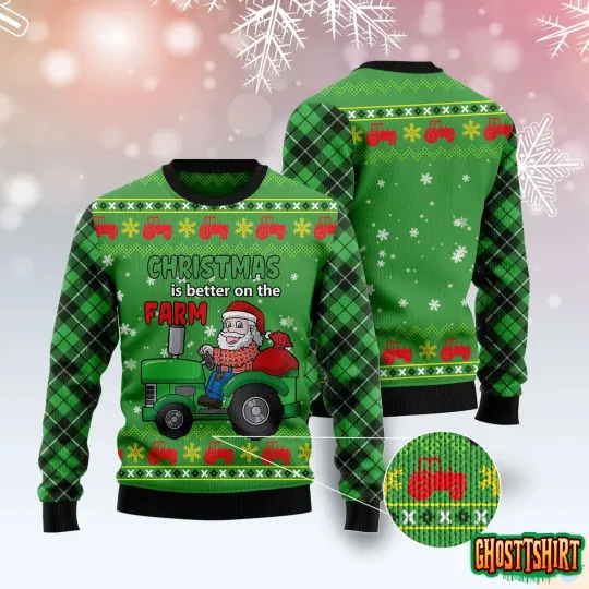 Discover Tractor Santa Ugly Christmas Sweater