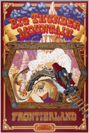 Discover Disney Attraction Poster - Big Thunder Mountain Disneyland Paris Vintage Poster