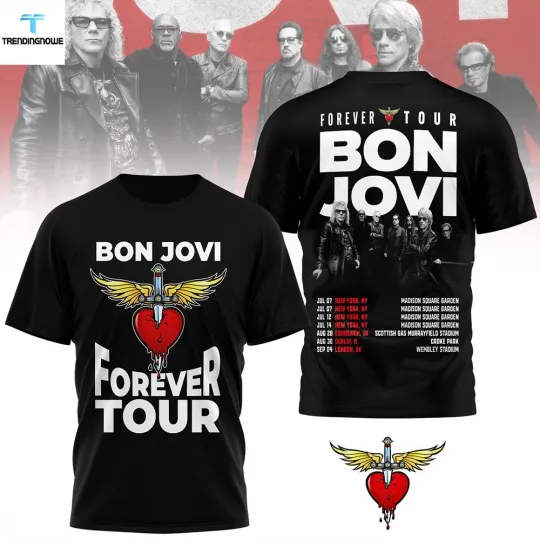 Discover Bon Jovii 2026 Forever Tour Black 3D Shirt Unisex S-5XL