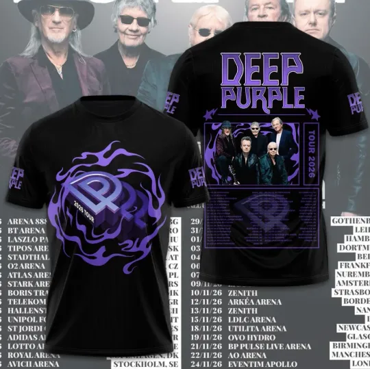 Deep Purple World Tour 2026 3D Apparel T-Shirt