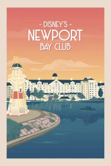 Disneyland Paris, Hotel Poster, Newport Bay Club, A4 Print, Vintage Style
