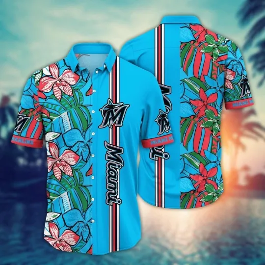 Discover Miami Baseball Team Marlinss Hawaiian Shirt Button Down Unisex Adults S-5XL