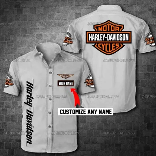 Discover Personalized Harley Motor Racing Davidson Casual Button Down Shirt Unisex S-5XL