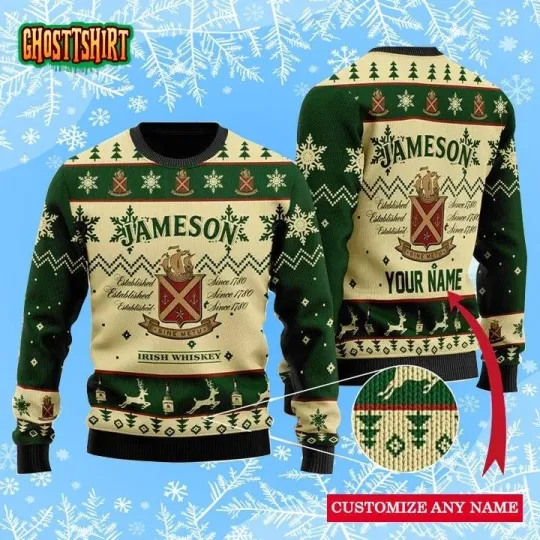 Discover Personalized Jameson Irish Whiskey Ugly Christmas Sweate
