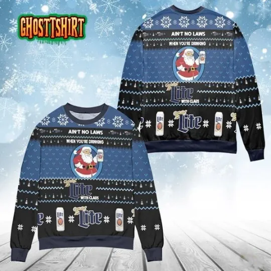 Discover Funny When Youre Drinking Miller Lite With Santa Claus Ugly Sweater