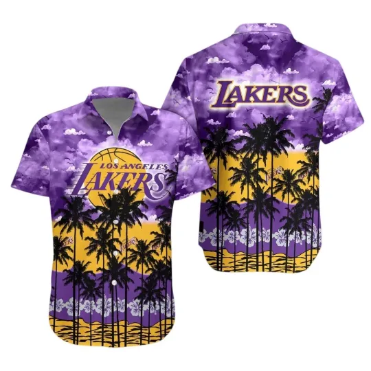 Discover Los Angeles Basketball Team Lakerss Hawaiian Button Down Shirt Unisex Adults