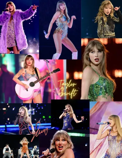 Discover Taylorr Swifts ERAS TOUR COLLAGE POSTER SIGNED REPRINT (R1)  17 X 22