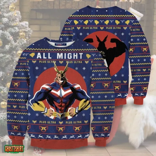All Might Christmas Knitted Sweater Ugly Christmas Shir