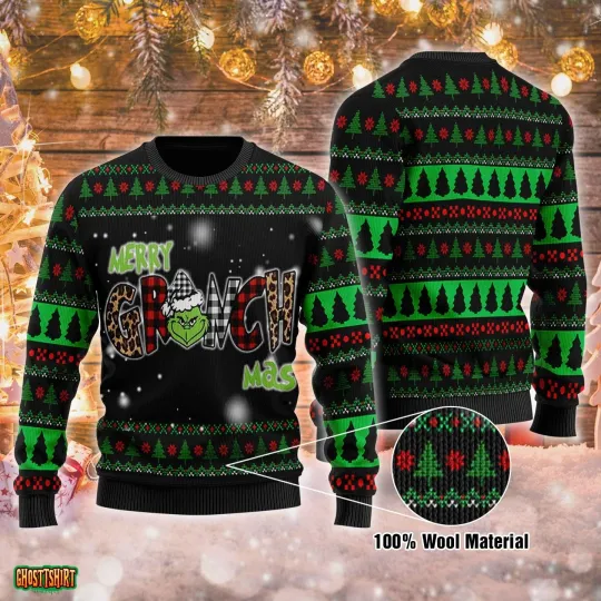 Merry funny character Mas Christmas Wool Ugly Knitted Christmas Sweatshirt