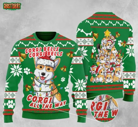 Corgi Dog Bells Christmas Ugly Christmas Sweater
