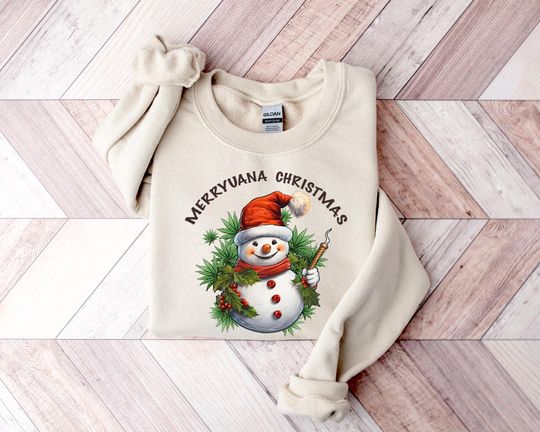 Discover Cannabis Snowman Sweatshirt: Funny Holiday Stoner Tee