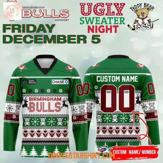 Personalized Birmingham Bulls Ugly Sweater Night 2025 Hockey Shirt Men's Gift