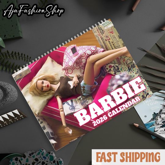 Discover Glam Fashion Doll 2026 Wall Calendar, Meme Pink Aesthetic Monthly Planner, Stylish Doll Decor, Girls Room Calendar