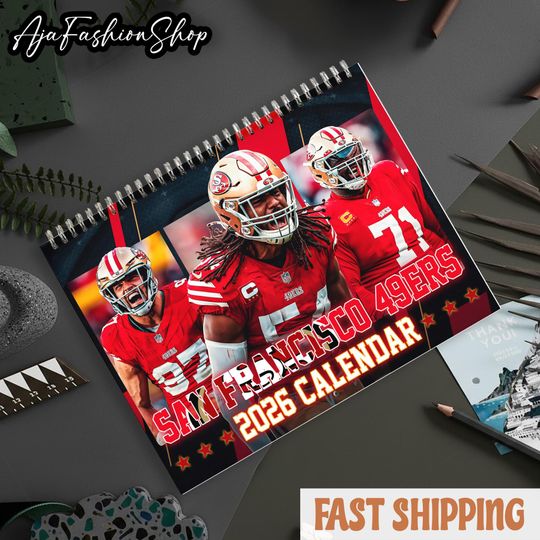 Discover American Football Calendar 2026, Red & Gold Football Wall Calendar, Sport Culture Monthly Art Gift, Colorful Fan Art