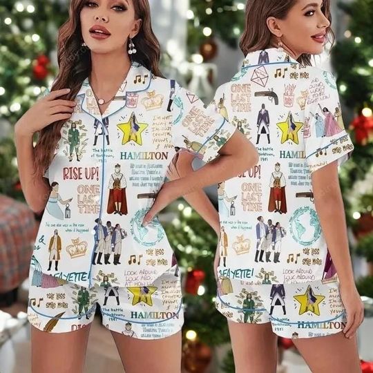 Discover Hamilton Musical Pajamas Set, Hamilton Rise Up Sleepwear, Broadway Theatre PJs, American Musical Pajamas, Gift for Fans