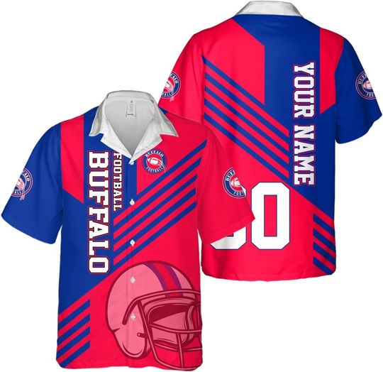 Discover Customizable Men's Football Team Sport Summer Hawaiian Custom FrontBack Name Number Button Down Shirts