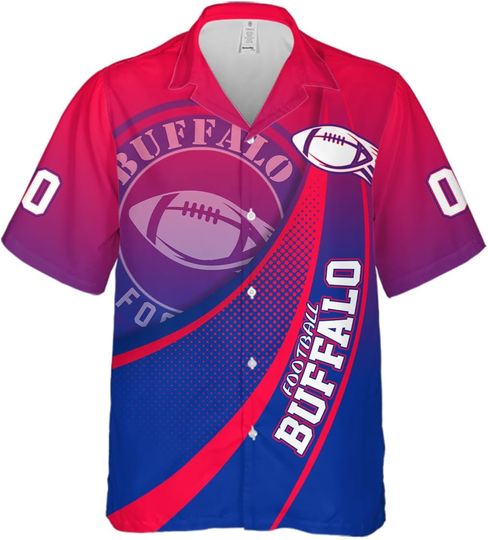 Discover Custom Hawaiian Shirt Men Short Sleeve Football Name Number Logo Personalized Front-Back Aloha Button Down Shirts