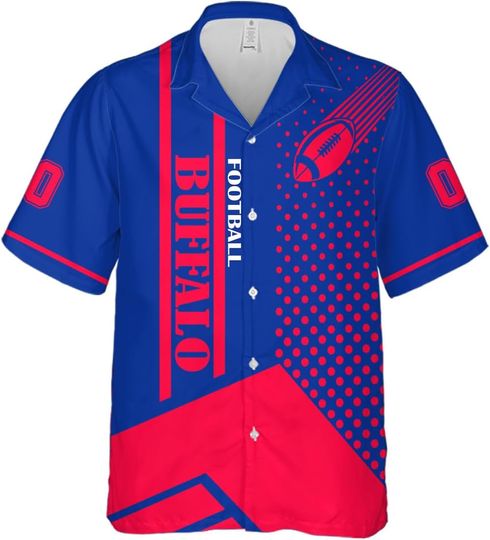 Discover Custom Football Fan Apparel Mens Short Sleeve Button Up Hawaiian Shirts Personalized Name & Number Logo Shirts