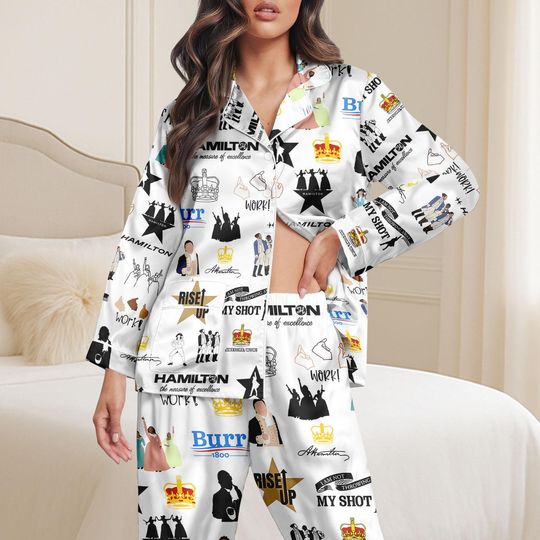 Discover Hamilton Musical Pajamas Set, Alexander Hamilton Pajamas, Broadway Theater Sleepwear Set, Rise Up Hamilton Loungewear, Hamilton Fan Gift