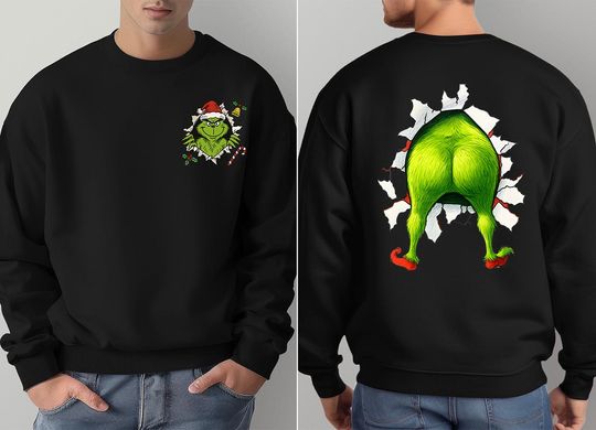 GR|INCH Double Sided Sweatshirt - Whimsical Funny Christmas Festive Retro Xmas Movie Watching Design