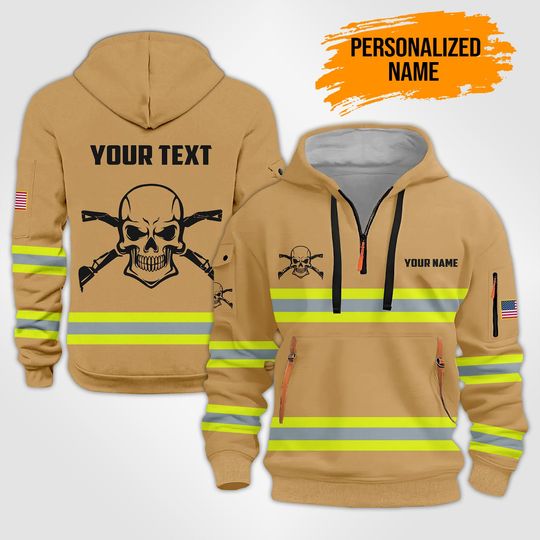 Discover Custom Quarter Zip Work Hoodie with Personalized Name and Logo