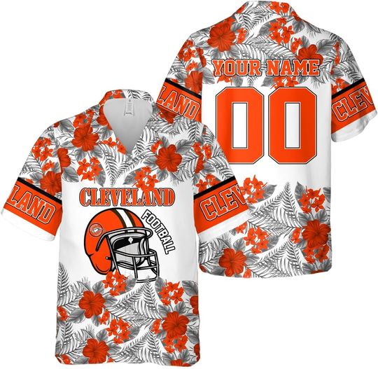 Discover Personalized Cleveland Football Team Browns Hawaiian Shirts for Men, Gift for Fan