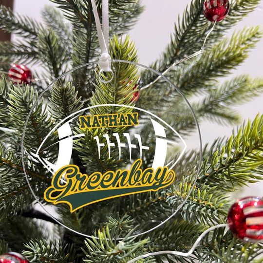 Discover Personalized Green Bay Football Team Acrylic Ornament - 3.5" Holiday Christmas Tree Decor